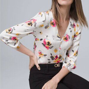 WHITE HOUSE BLACK MARKET floral blouse, size XS, excellent condition